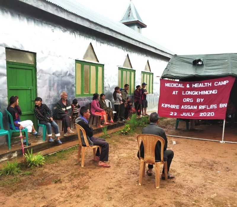 Residents waiting to avail the services during the free medical camps in Longkhimong village of Kiphire District on July 23. (Photo Courtesy: HQ IGAR-North)